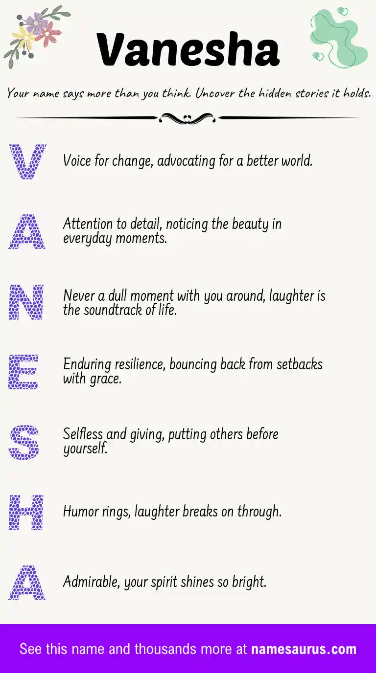 Acrostic poem about Vanesha.