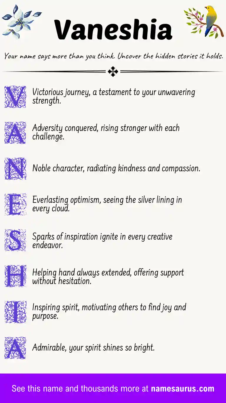 Acrostic poem about Vaneshia.