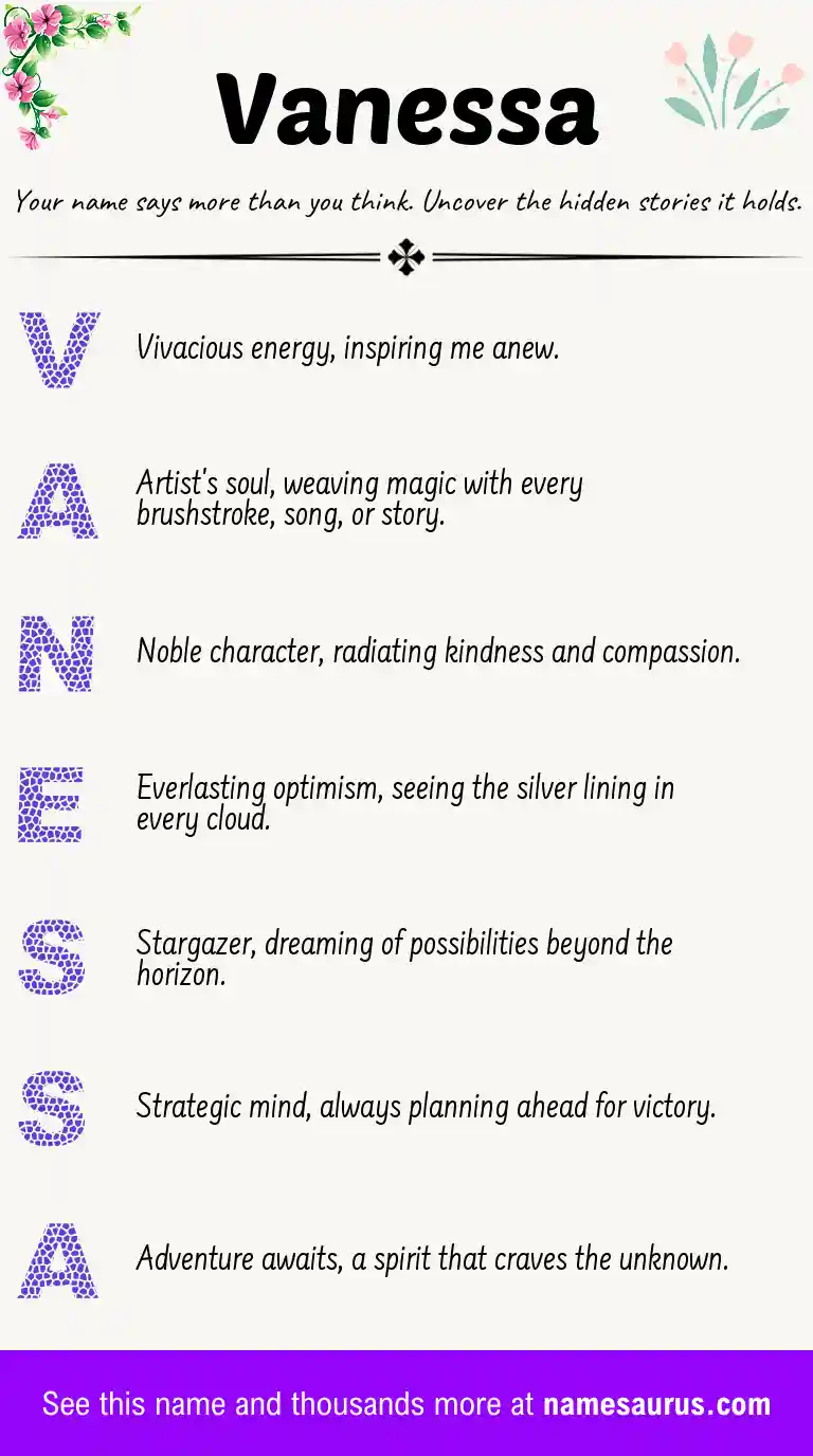 Acrostic poem about Vanessa.