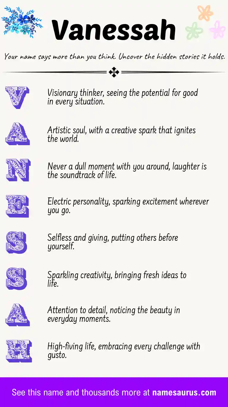 Acrostic poem about Vanessah.