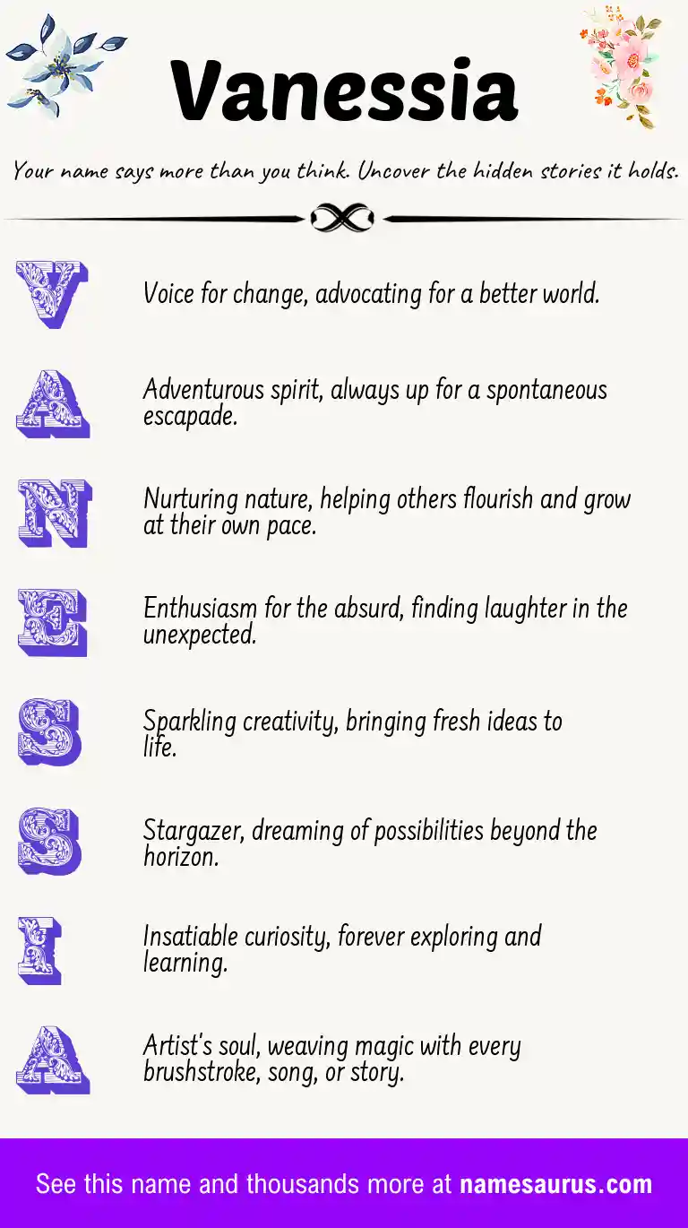 Acrostic poem about Vanessia.