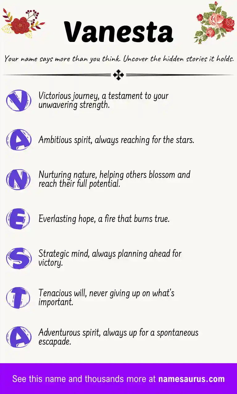 Acrostic poem about Vanesta.