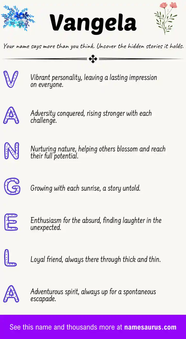 Acrostic poem about Vangela.