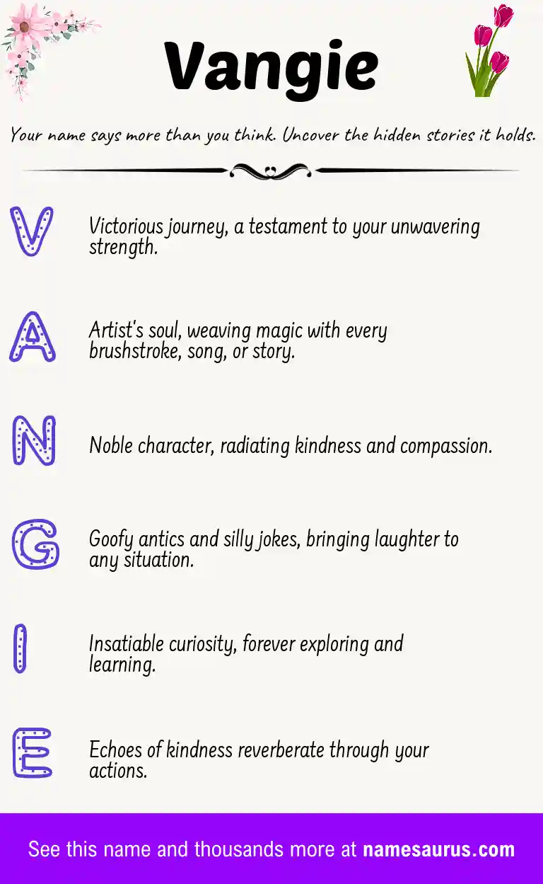 Acrostic poem about Vangie.