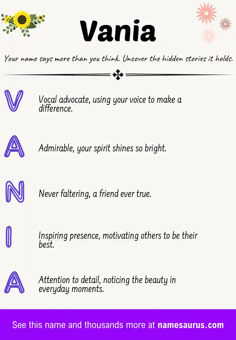 Acrostic poem about Vania.