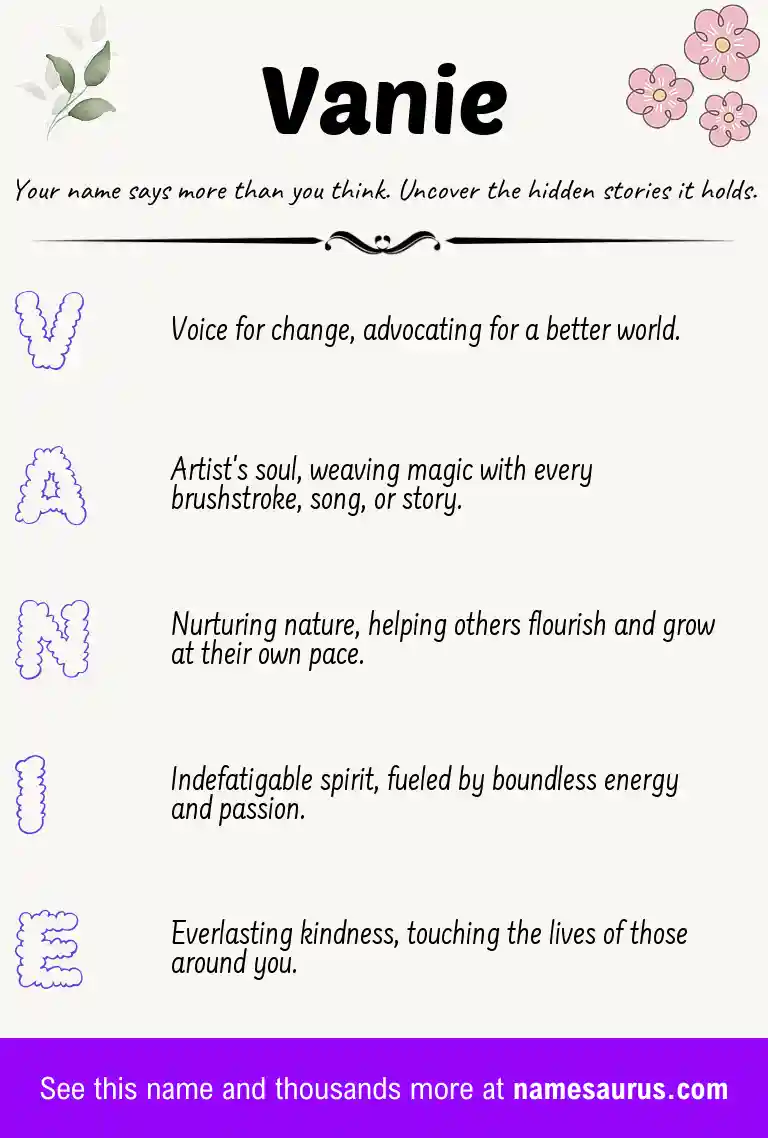 Acrostic poem about Vanie.