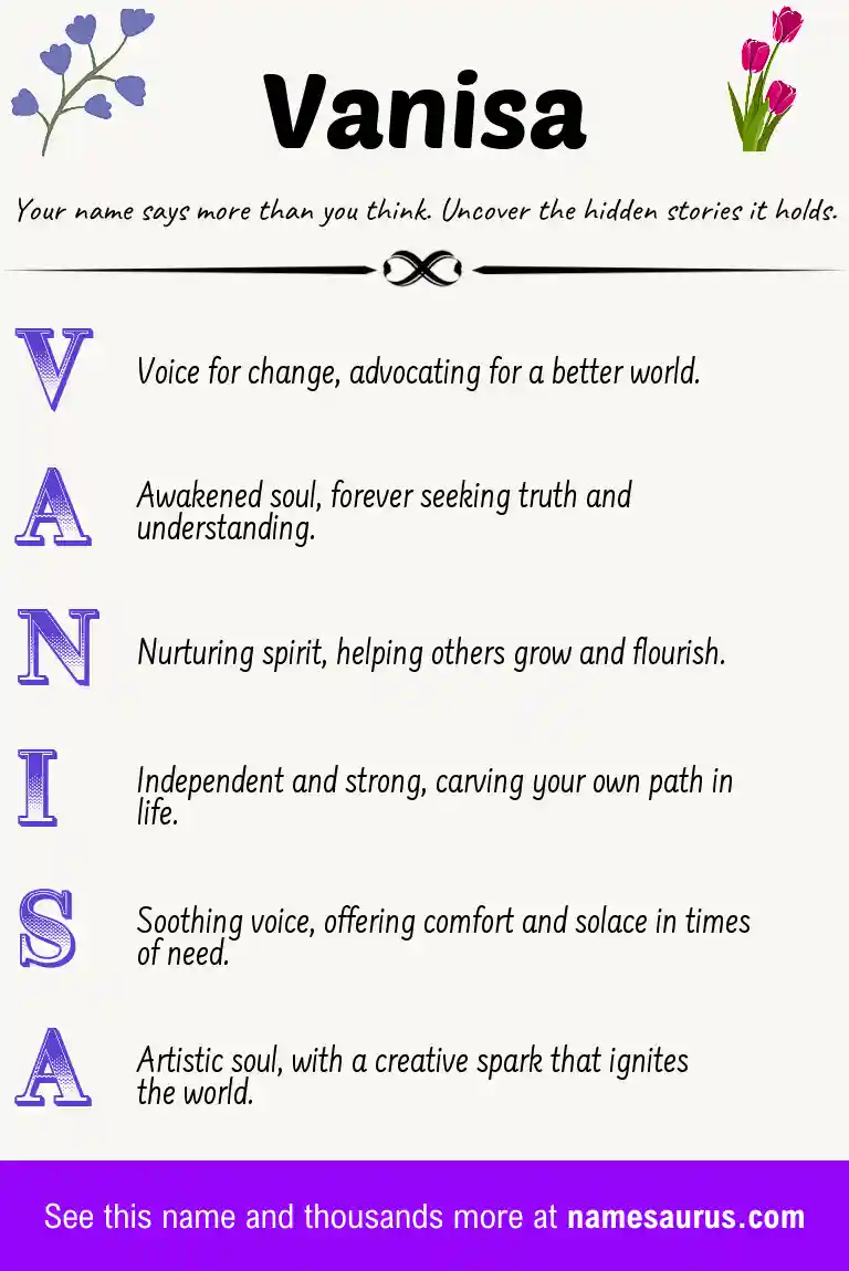 Acrostic poem about Vanisa.