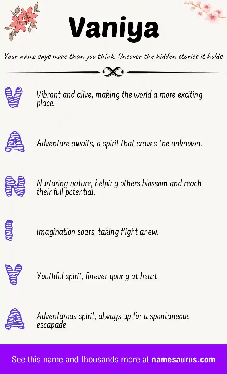 Acrostic poem about Vaniya.