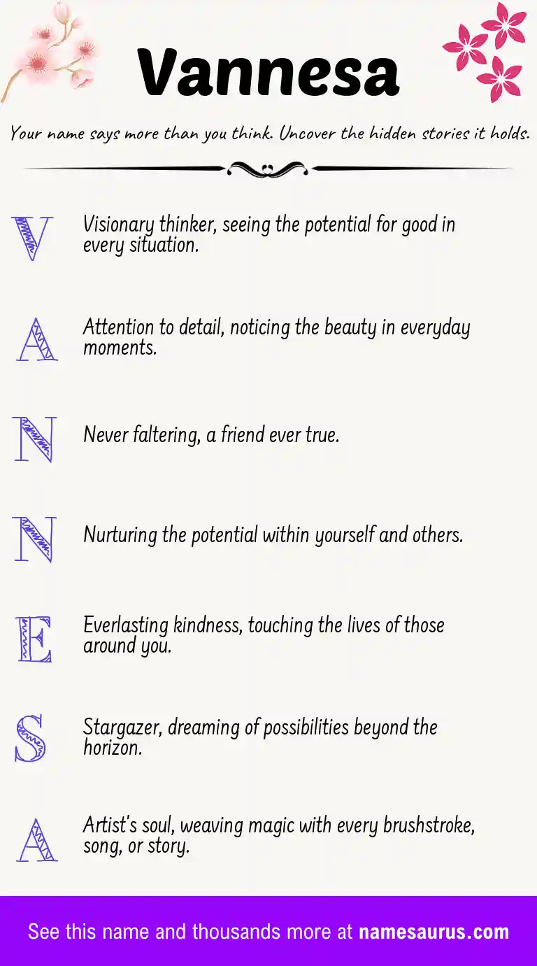 Acrostic poem about Vannesa.
