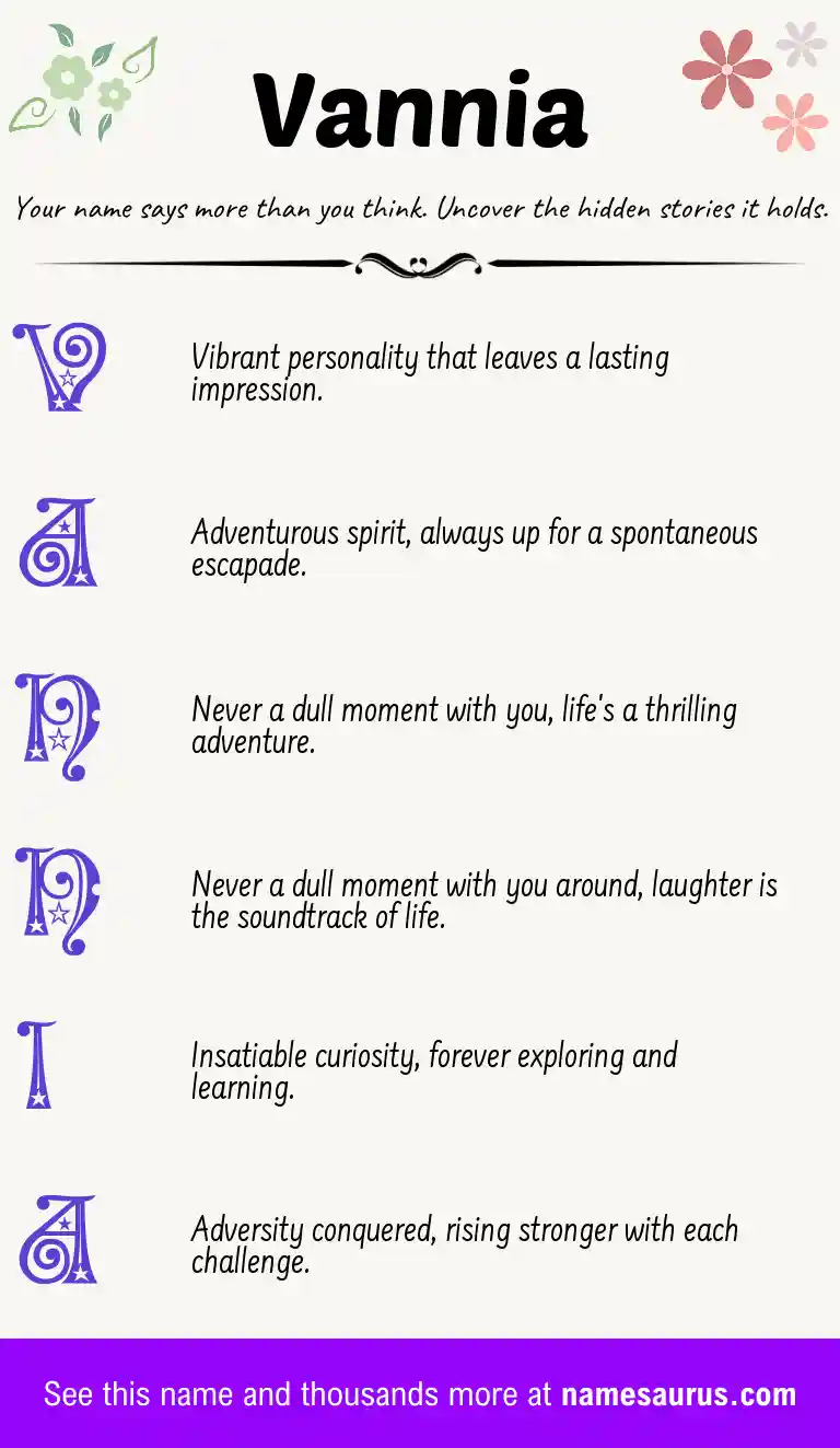 Acrostic poem about Vannia.