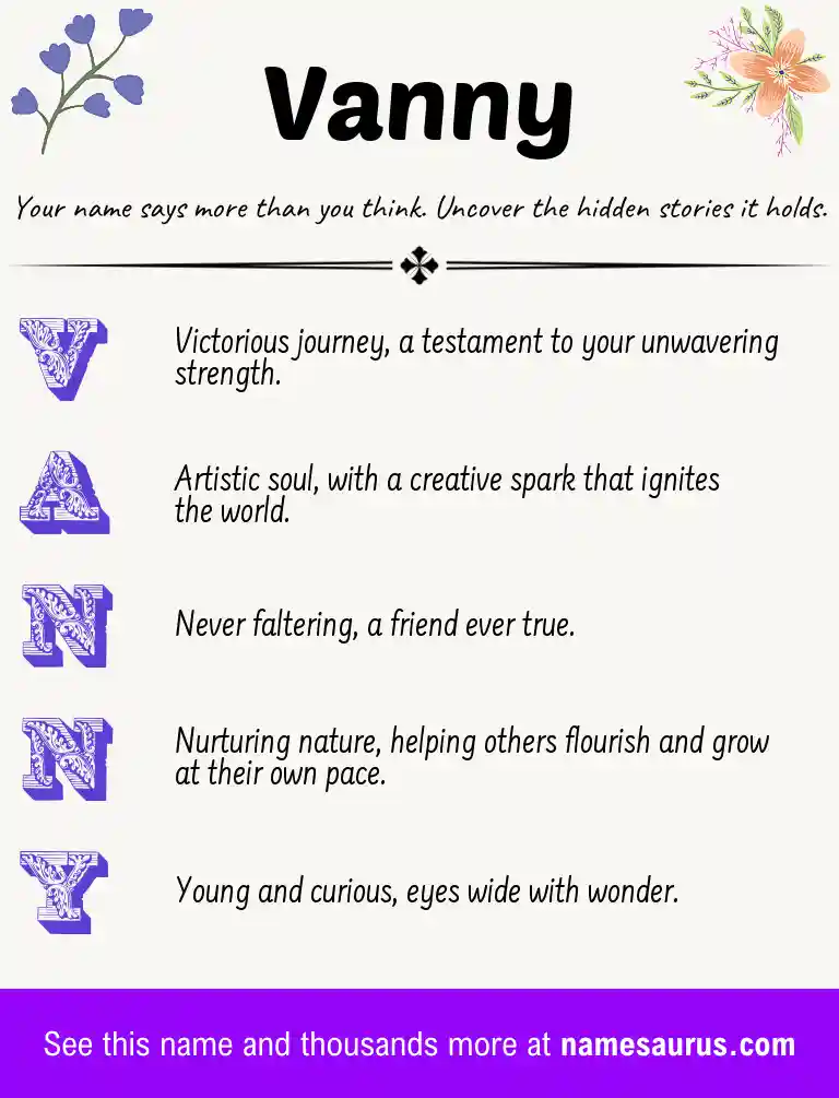 Acrostic poem about Vanny.