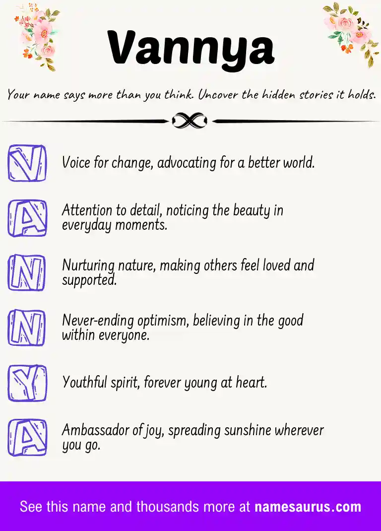 Acrostic poem about Vannya.