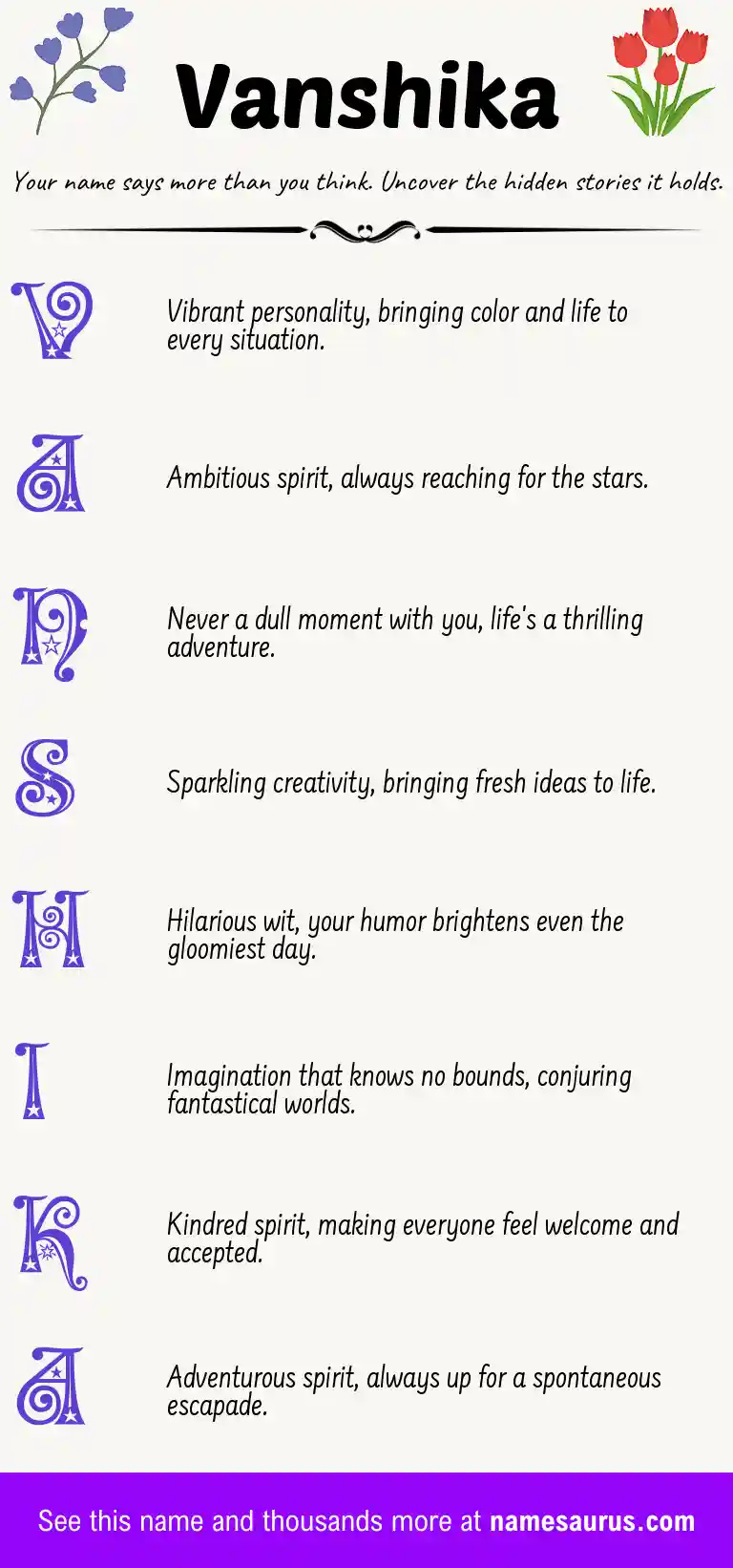 Acrostic poem about Vanshika.