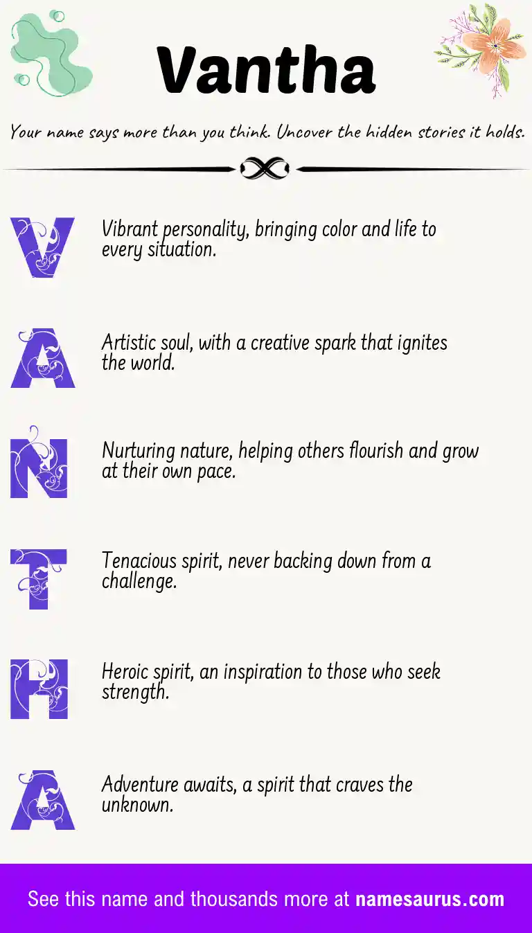 Acrostic poem about Vantha.