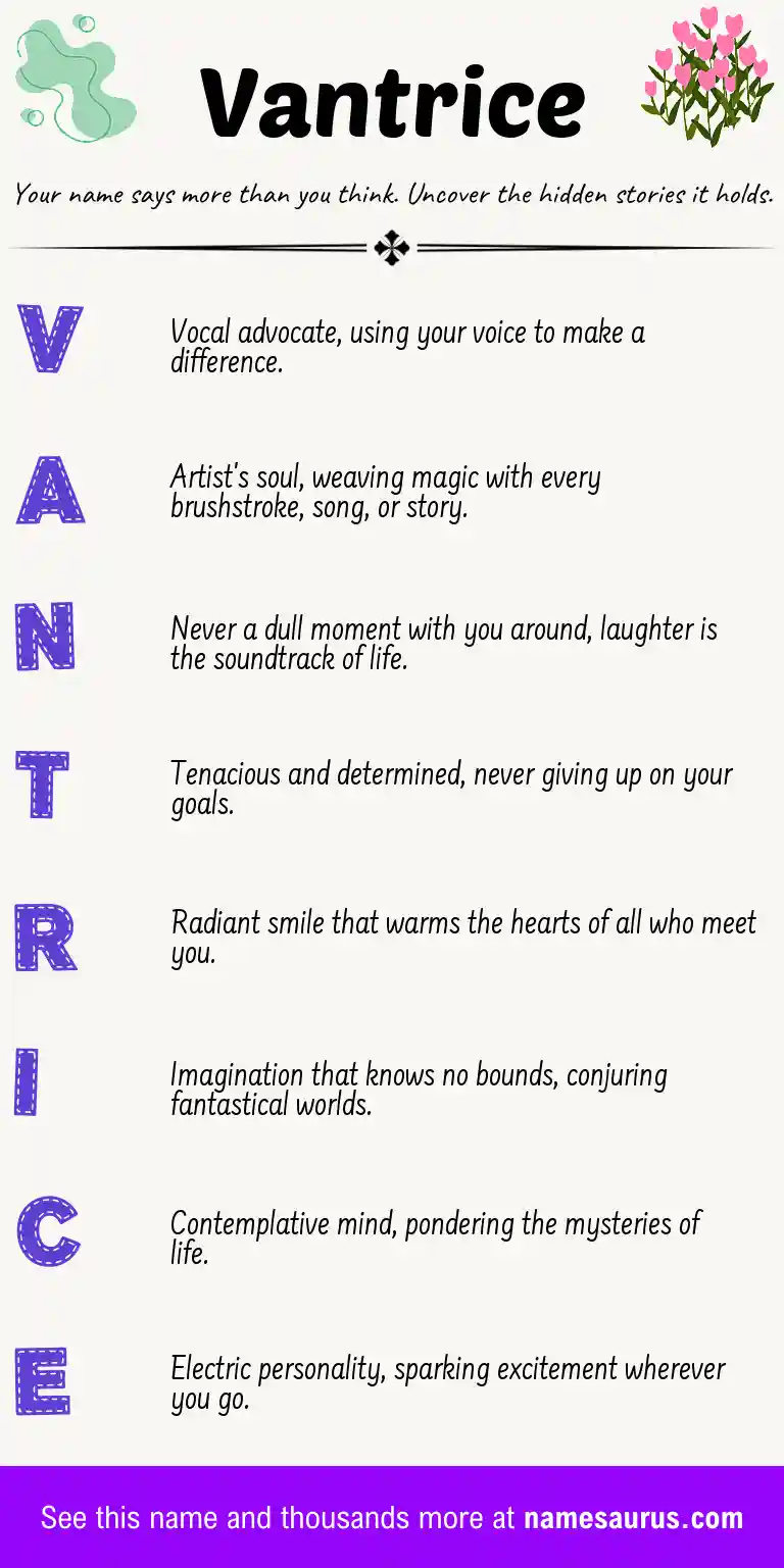 Acrostic poem about Vantrice.