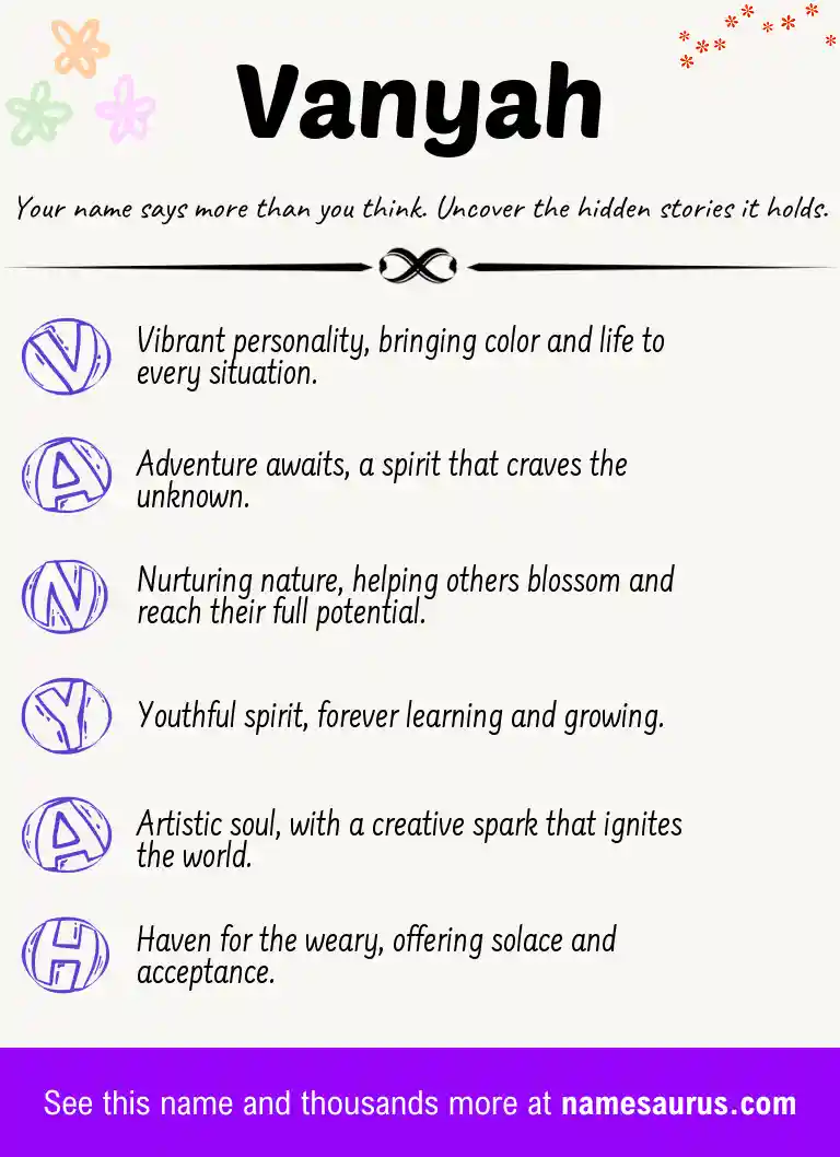Acrostic poem about Vanyah.