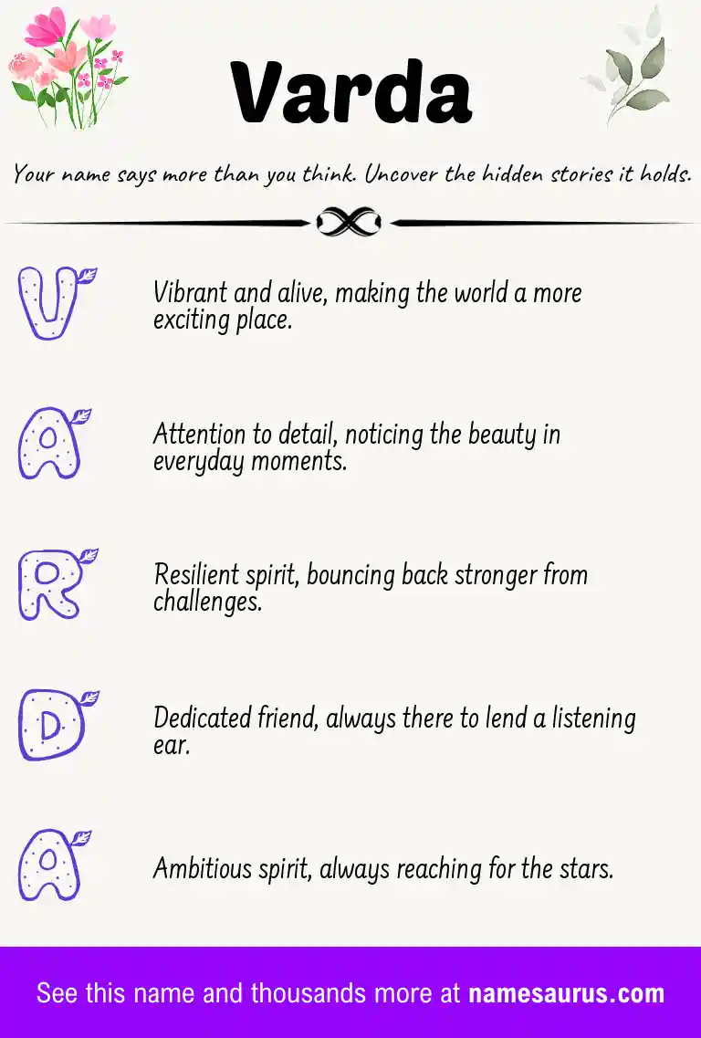 Acrostic poem about Varda.