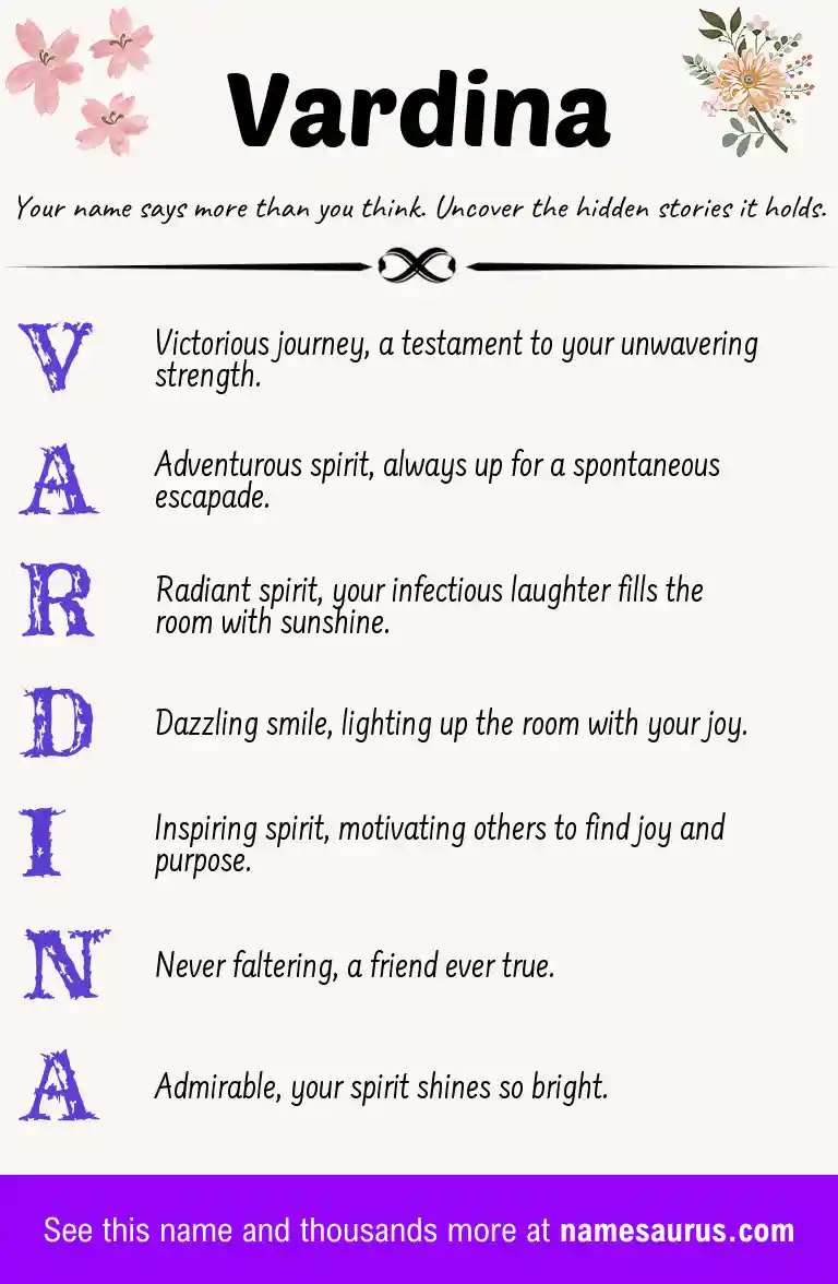 Acrostic poem about Vardina.