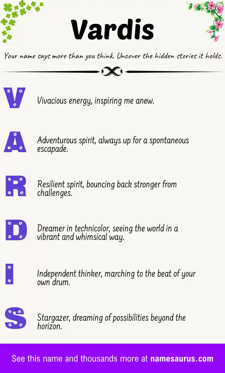 Acrostic poem about Vardis.