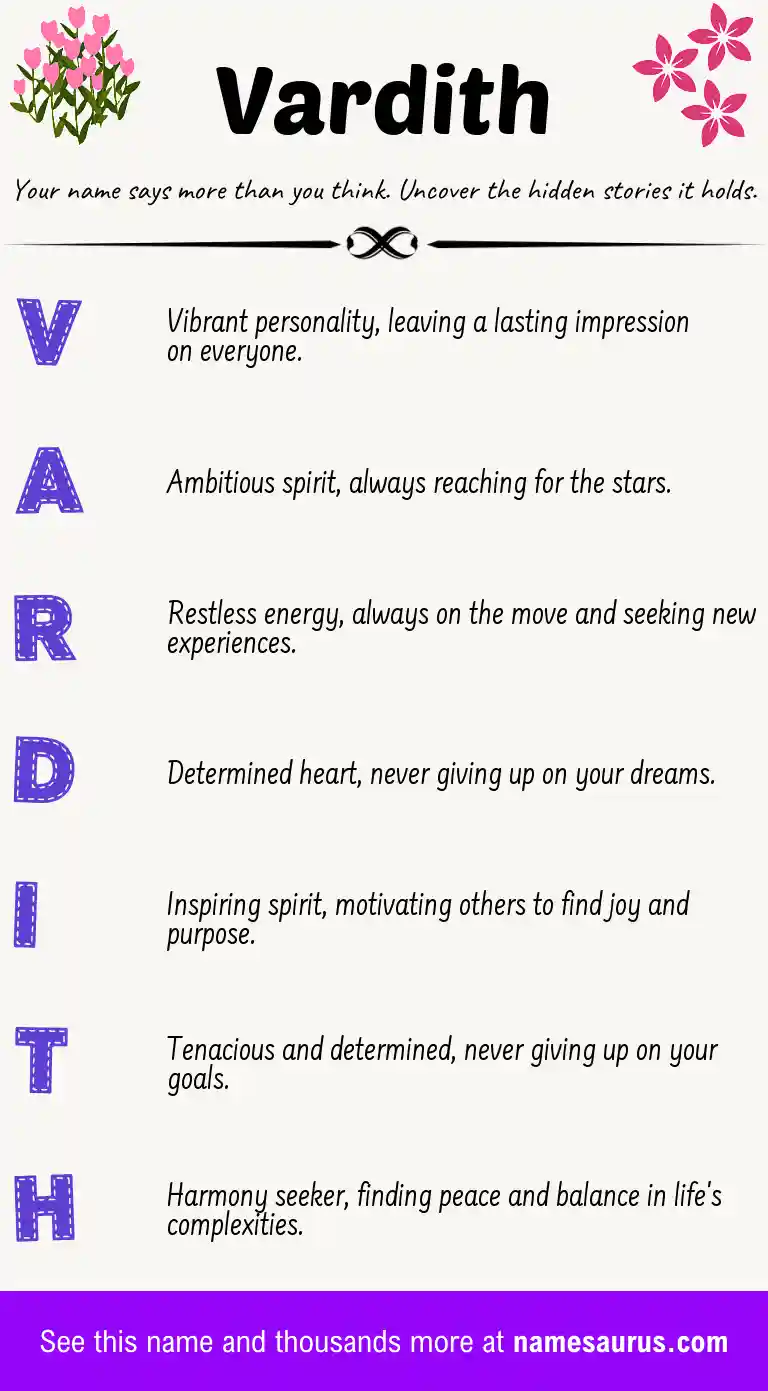 Acrostic poem about Vardith.