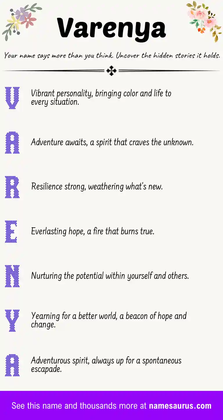 Acrostic poem about Varenya.