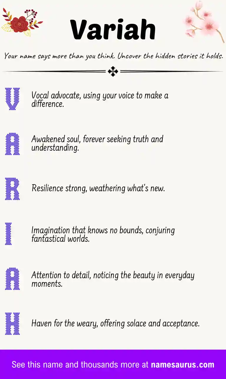 Acrostic poem about Variah.