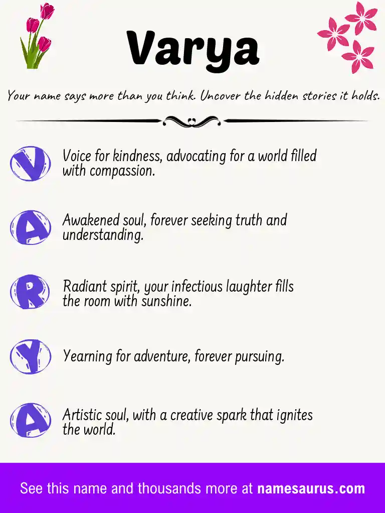 Acrostic poem about Varya.
