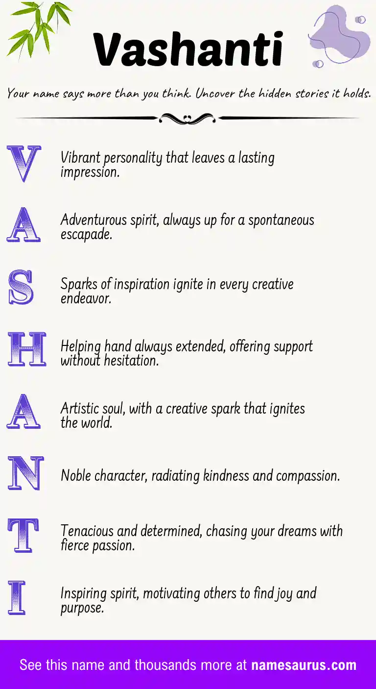 Acrostic poem about Vashanti.