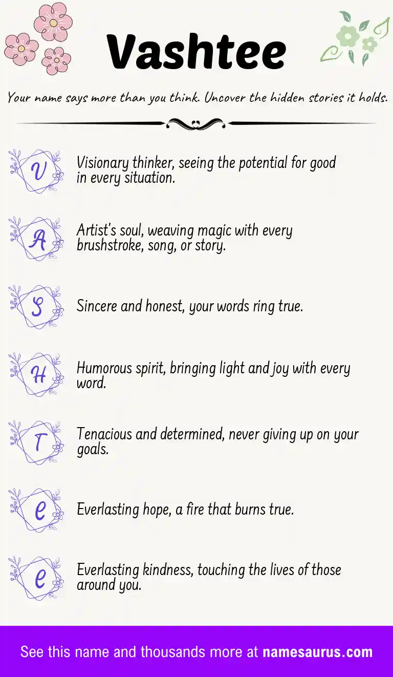 Acrostic poem about Vashtee.