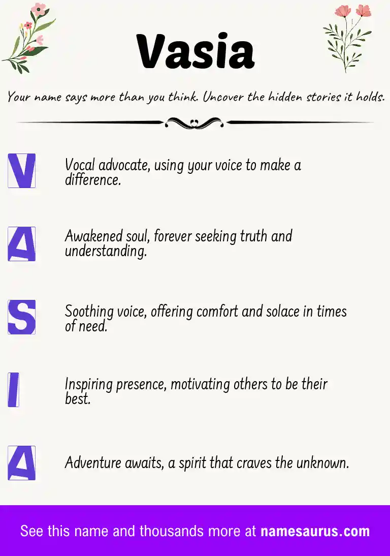 Acrostic poem about Vasia.