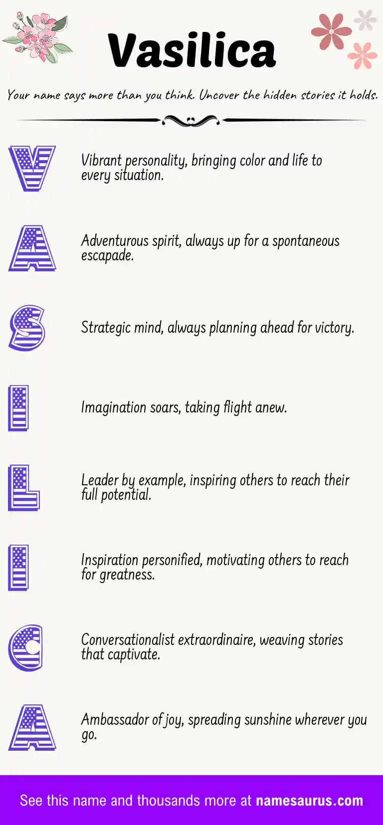 Acrostic poem about Vasilica.