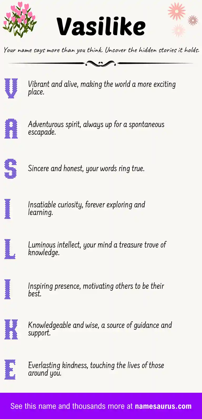 Acrostic poem about Vasilike.