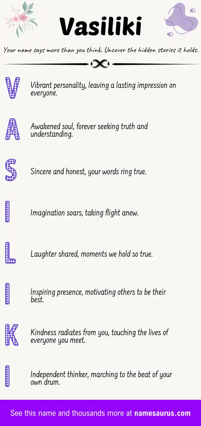 Acrostic poem about Vasiliki.