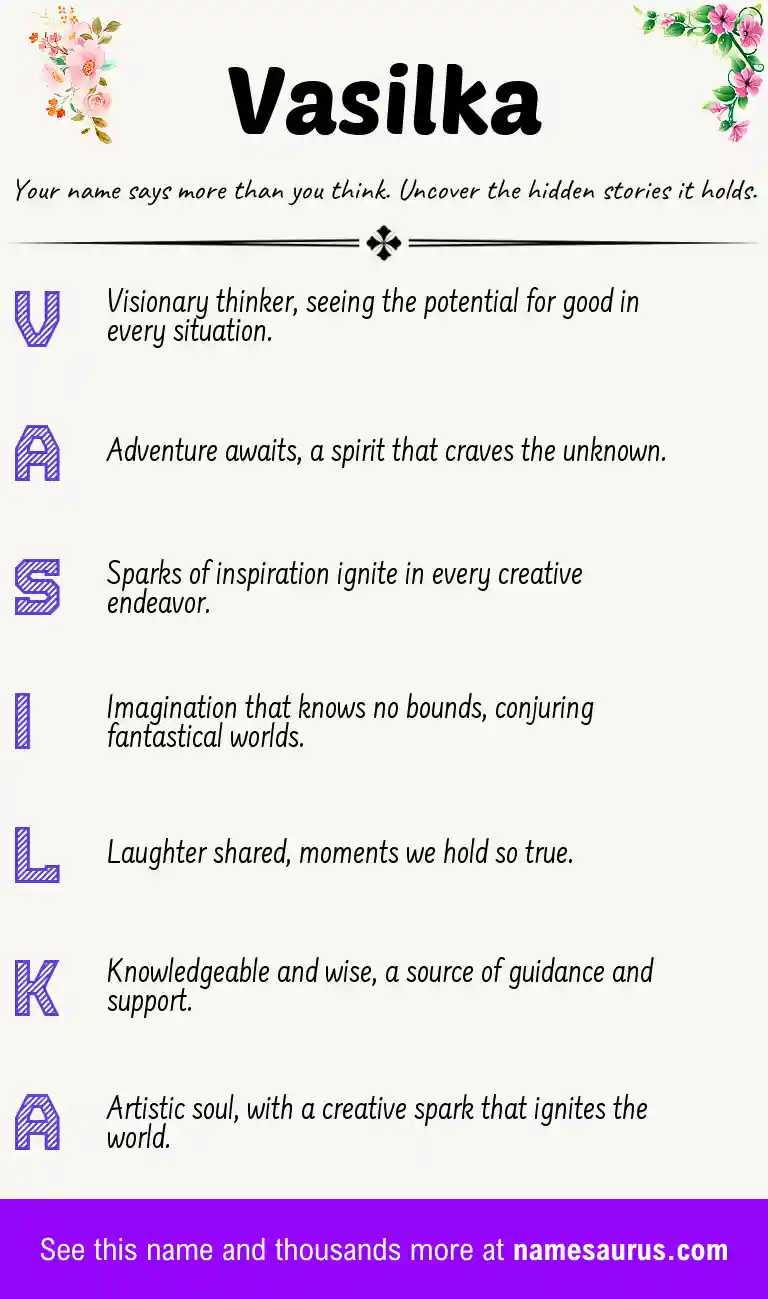 Acrostic poem about Vasilka.