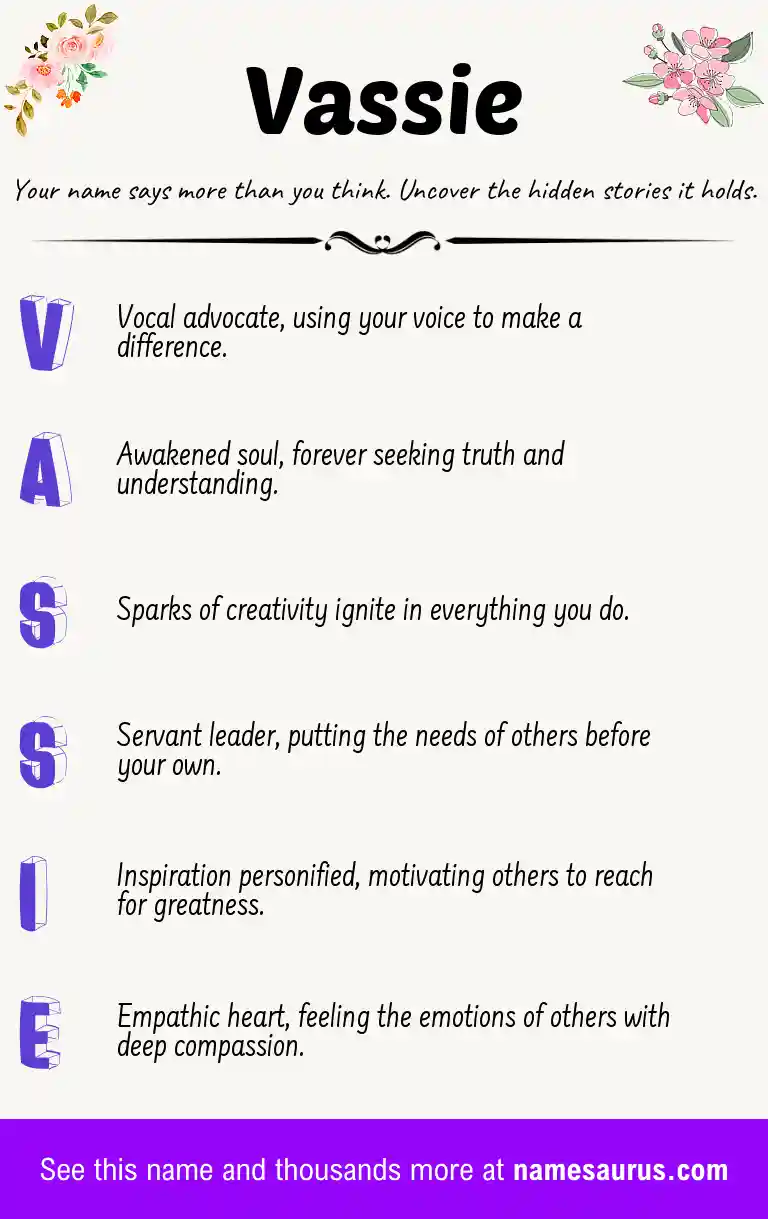 Acrostic poem about Vassie.