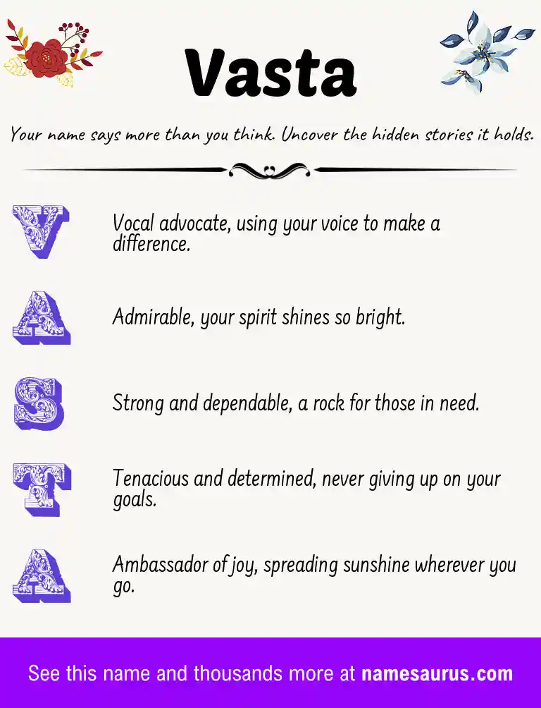 Acrostic poem about Vasta.