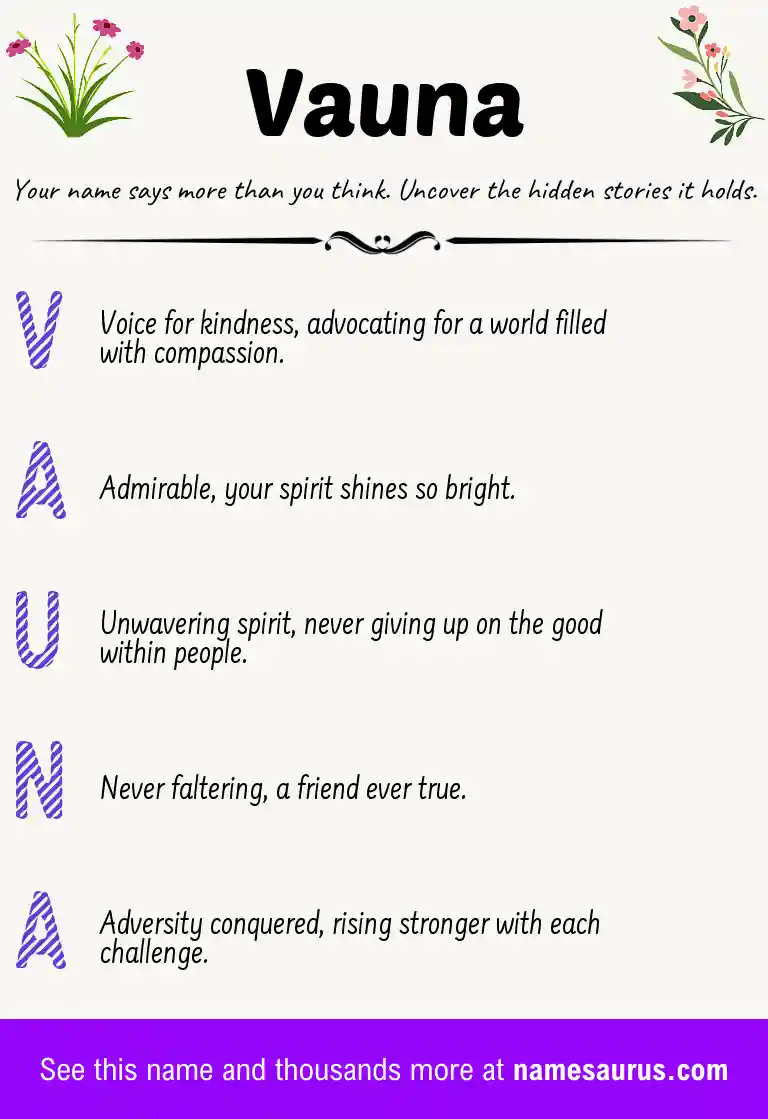 Acrostic poem about Vauna.