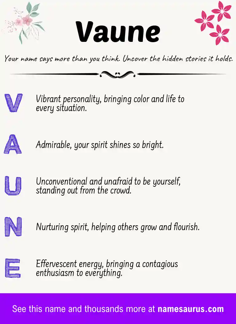 Acrostic poem about Vaune.