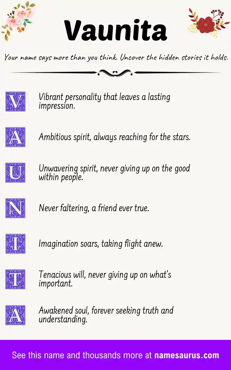 Acrostic poem about Vaunita.