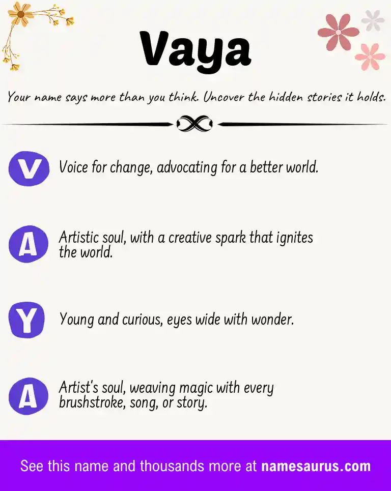 Acrostic poem about Vaya.