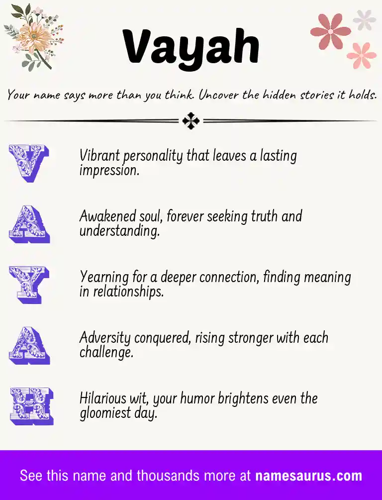 Acrostic poem about Vayah.