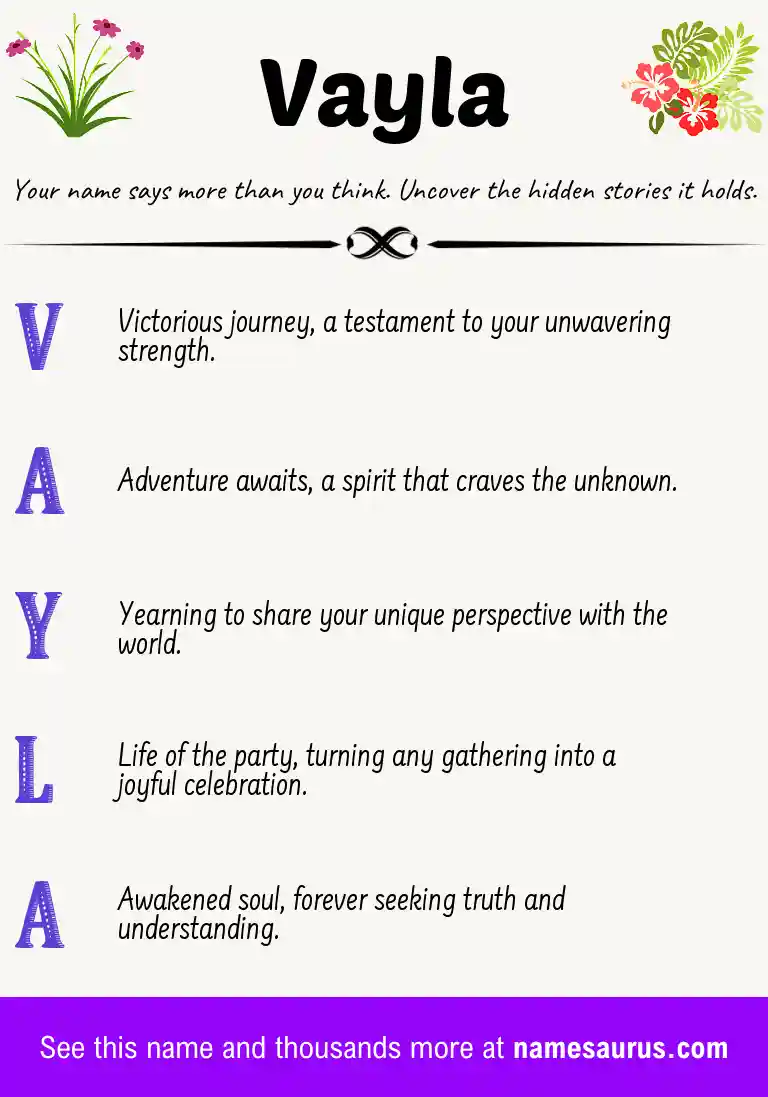 Acrostic poem about Vayla.
