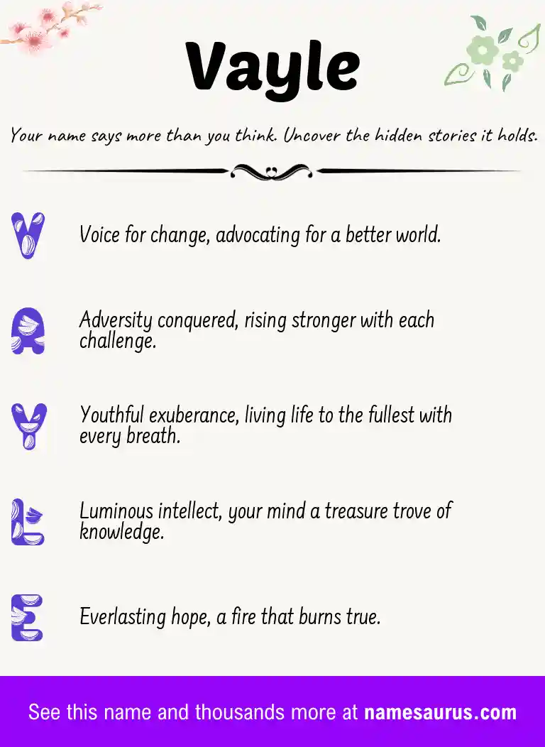 Acrostic poem about Vayle.
