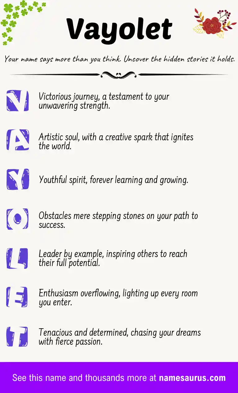 Acrostic poem about Vayolet.
