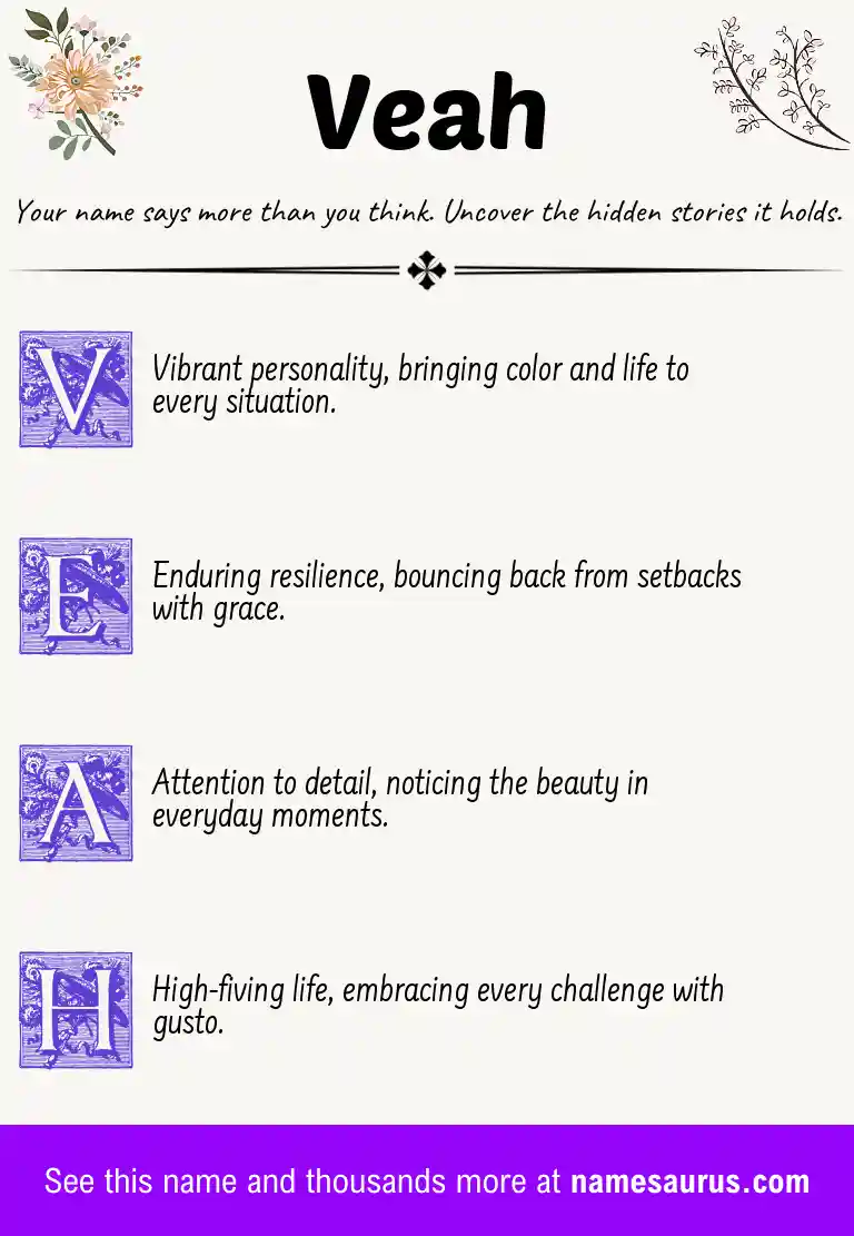 Acrostic poem about Veah.