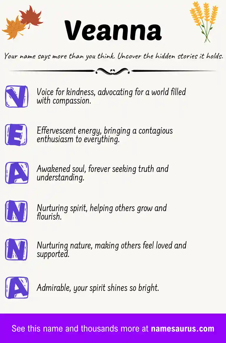 Acrostic poem about Veanna.