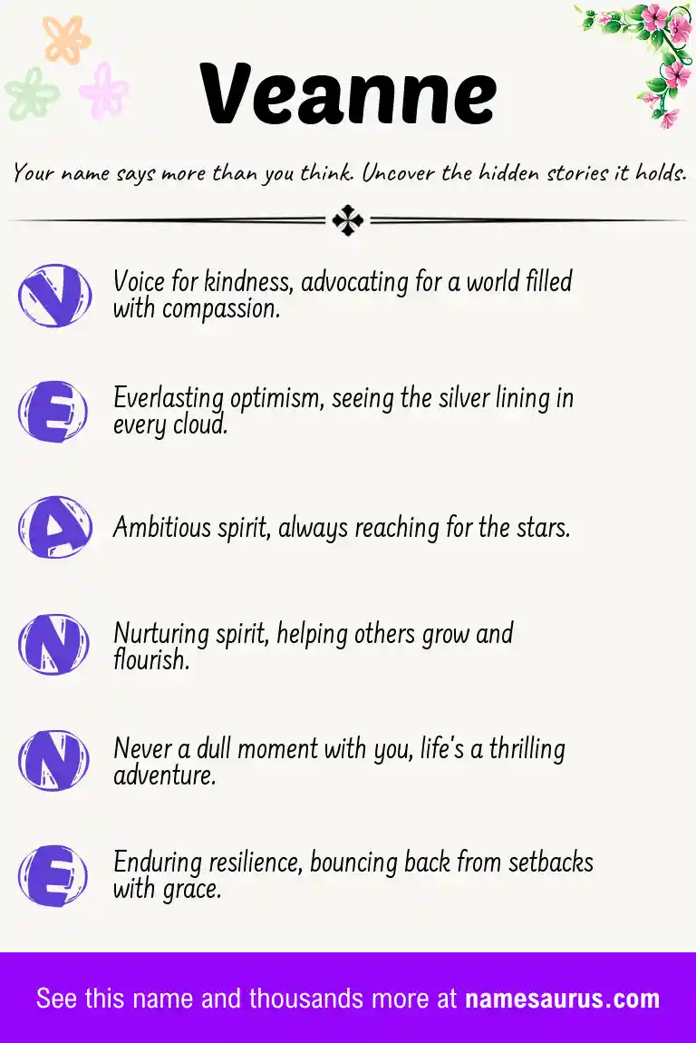 Acrostic poem about Veanne.