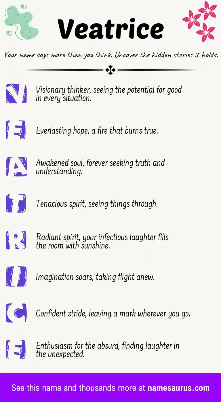 Acrostic poem about Veatrice.
