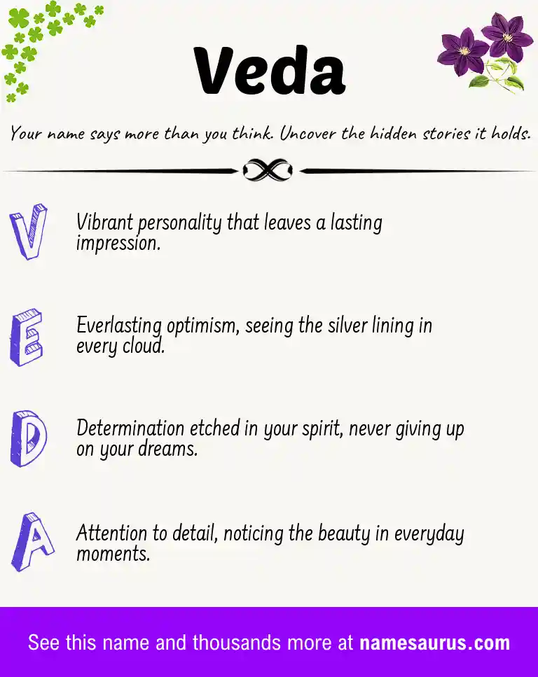 Acrostic poem about Veda.