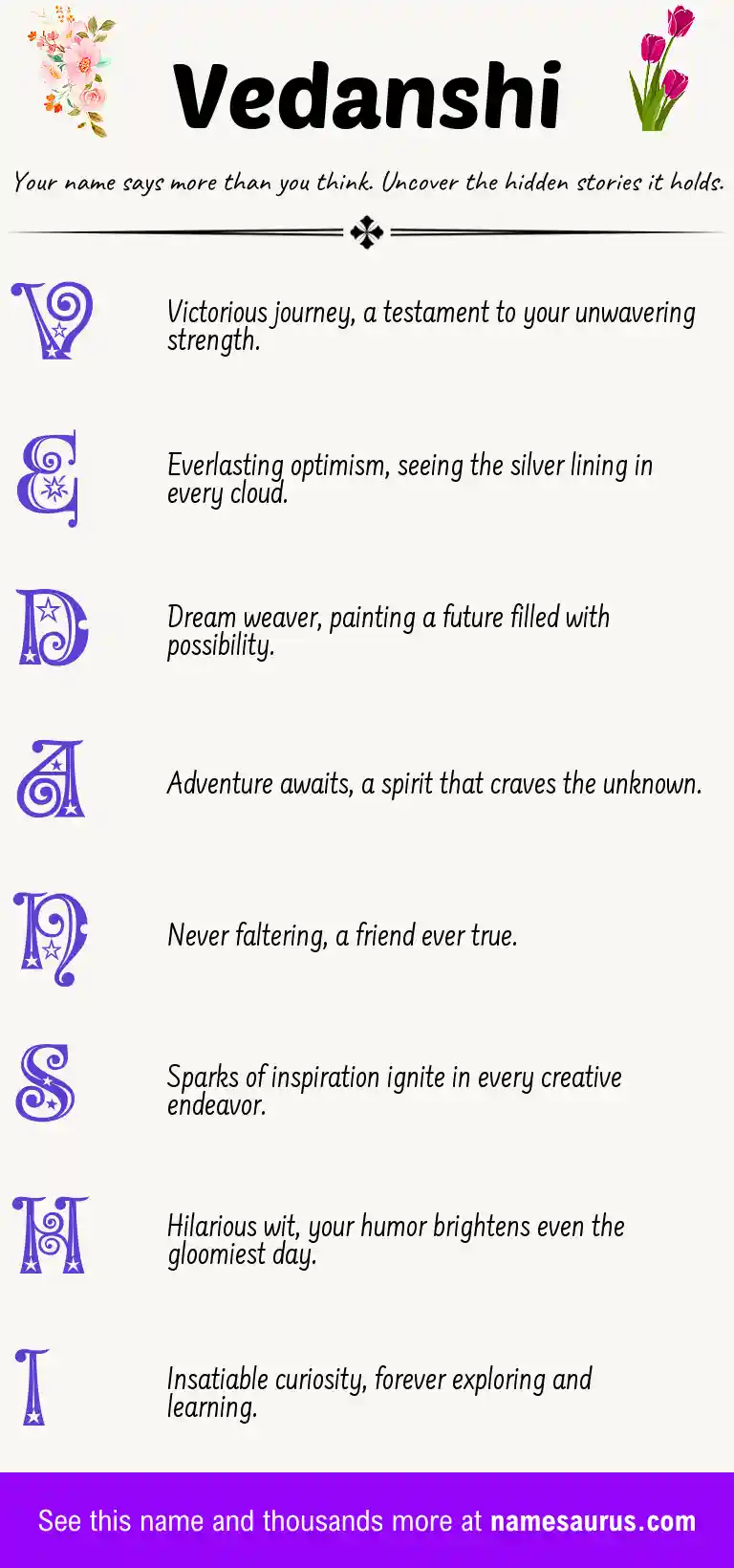 Acrostic poem about Vedanshi.